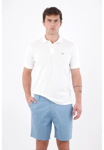 Tennis Bermuda Tradicional Con Frente Plano En Algodón Azul Cielo Para Hombre Tennis