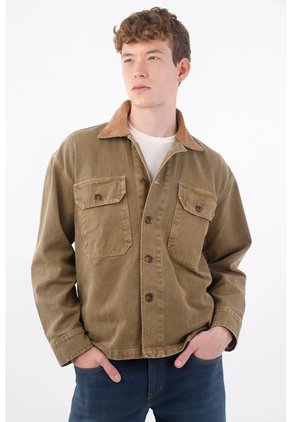 Tennis Chaqueta Con Cuello Texturizado En Algodón Kaki Para Hombre