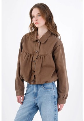 Tennis Chaqueta Relaxed Fit Con Detalle Fruncido En Algodón Marrón Para Mujer
