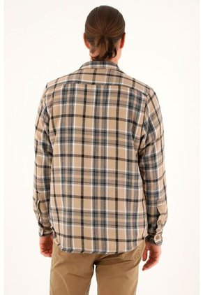 Camisa A Cuadros Con Forro En Ovejero Para Hombre