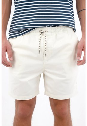 Tennis Bermuda Fit Relajado Con Cintura Elástica Y Cordón Trenzado De Algodón Crema Para Hombre