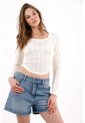 Tennis Bermuda De Tiro Corto Con Lavado Vintage En Denim Para Mujer de Tennis