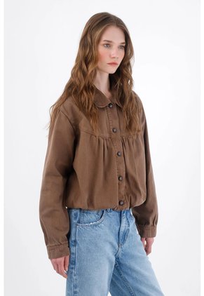 Tennis Chaqueta Relaxed Fit Con Detalle Fruncido En Algodón Marrón Para Mujer