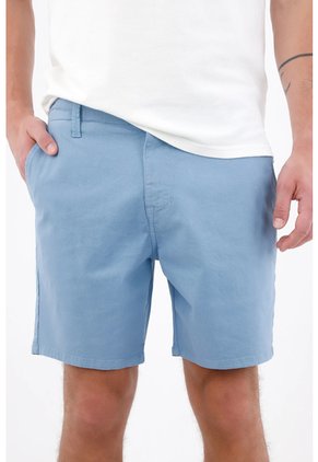 Tennis Bermuda Tradicional Con Frente Plano En Algodón Azul Cielo Para Hombre
