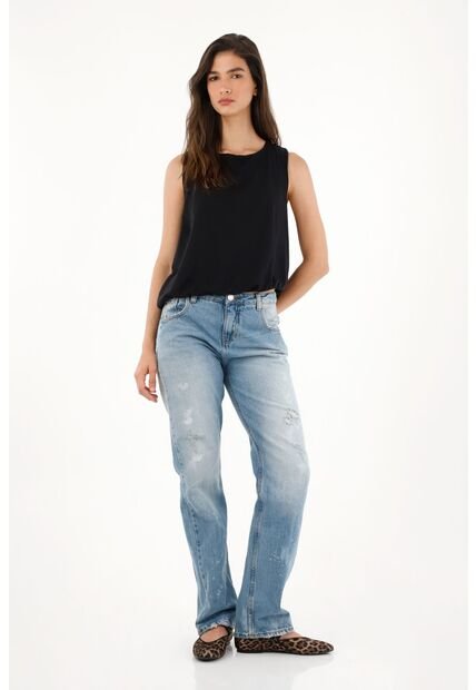 Tennis Jean Recto Con Pigmento Blanco Para Mujer