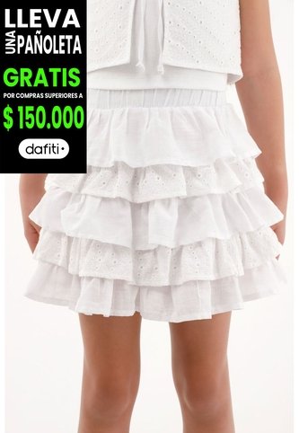 Falda Color Crudo Con Boleros Para Niña Tennis