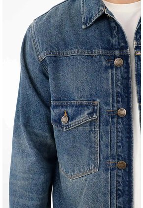 Tennis Chaqueta Fit Recto Tipo Vintage En Denim Para Hombre