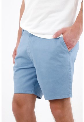 Tennis Bermuda Tradicional Con Frente Plano En Algodón Azul Cielo Para Hombre