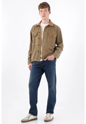 Tennis Chaqueta Con Cuello Texturizado En Algodón Kaki Para Hombre