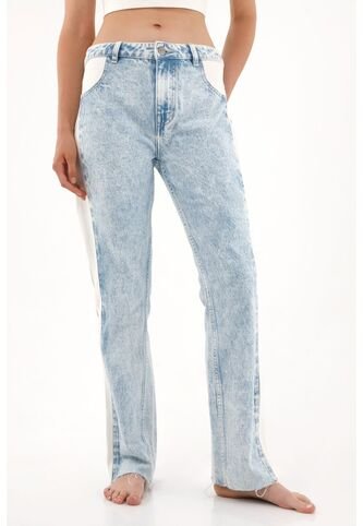 Tennis Jean Recto Tiro Medio Diseño Bicolor Para Mujer Tennis