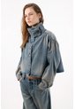 Tennis Chaqueta Boxy Corta Con Cuello Alto Abotonado En Denim Para Mujer de Tennis