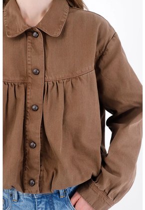 Tennis Chaqueta Relaxed Fit Con Detalle Fruncido En Algodón Marrón Para Mujer