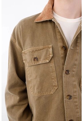 Tennis Chaqueta Con Cuello Texturizado En Algodón Kaki Para Hombre