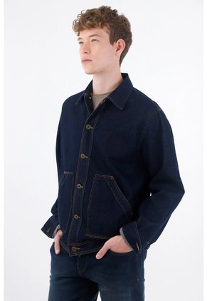 Tennis Chaqueta Fit Relajado Con Bolsillo Angular En Denim Para Hombre