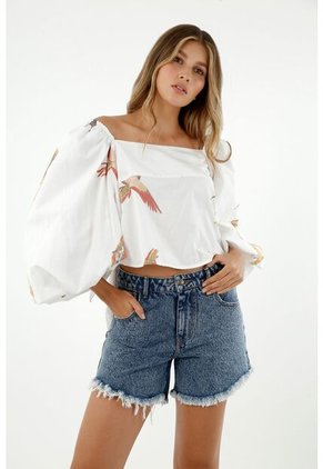 Short Tipo Bermuda De Mujer, Diseño De Tiro Alto, Tono Medio