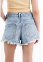 Tennis Bermuda De Tiro Corto Con Bajo Desflecado En Algodón Azul Claro Para Mujer de Tennis