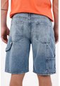 Tennis Bermuda Regular Fit Con Bolsillo Cargo Lateral De Algodón Azul Denim Claro Para Hombre de Tennis