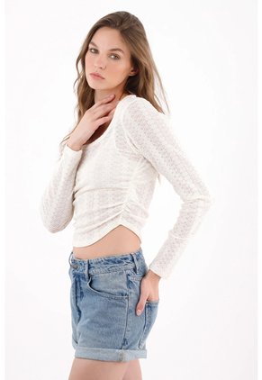 Tennis Bermuda De Tiro Corto Con Lavado Vintage En Denim Para Mujer
