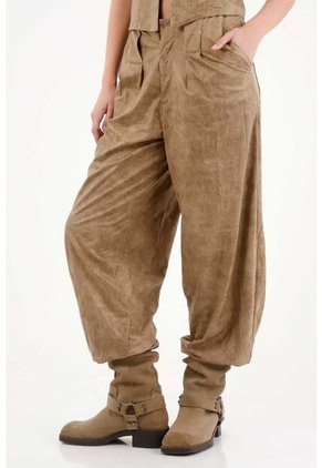 Tennis Pantalón En Cuero Sintético Café Para Mujer