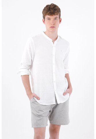Tennis Bermuda Chino Fit Recto Con Micro Rayas Verticales En Algodón Gris Para Hombre Tennis