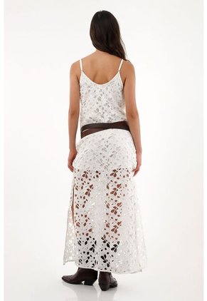 Tennis Vestido Largo Tejido Con Aberturas Crudo Para Mujer