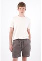 Tennis Bermuda De Ajuste Relajado Con Pretina Elástica Y Cordón En Lino Gris Para Hombre de Tennis