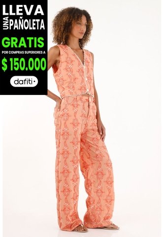 Tennis Pantalón Recto Naranja Con Bordado Para Mujer Tennis