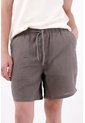 Tennis Bermuda De Ajuste Relajado Con Pretina Elástica Y Cordón En Lino Gris Para Hombre de Tennis