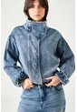 Tennis Chaqueta Fit Relajado Con Cuello Alto Asimétrico En Denim Para Mujer de Tennis