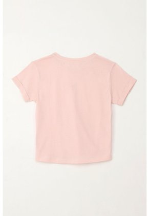 Camiseta Básica Estampada Rosada Para Niña