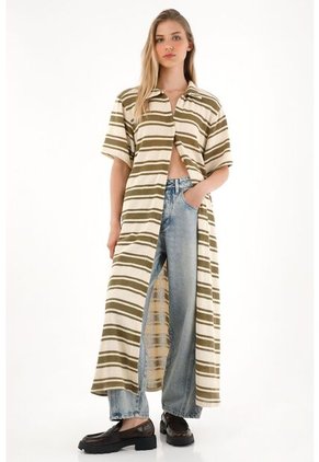 Cover Up Largo De Diseño A Rayas Para Mujer