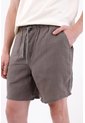 Tennis Bermuda De Ajuste Relajado Con Pretina Elástica Y Cordón En Lino Gris Para Hombre de Tennis