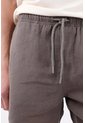 Tennis Bermuda De Ajuste Relajado Con Pretina Elástica Y Cordón En Lino Gris Para Hombre de Tennis