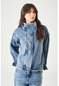 Tennis Chaqueta Fit Relajado Con Cuello Alto Asimétrico En Denim Para Mujer de Tennis