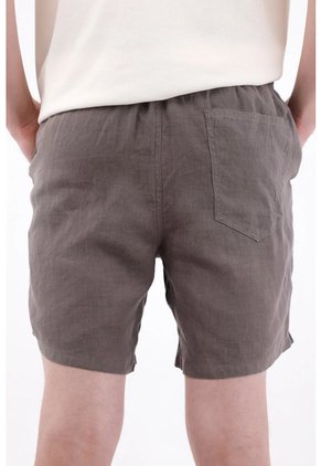 Tennis Bermuda De Ajuste Relajado Con Pretina Elástica Y Cordón En Lino Gris Para Hombre