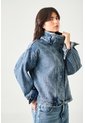 Tennis Chaqueta Fit Relajado Con Cuello Alto Asimétrico En Denim Para Mujer de Tennis