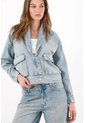 Tennis Chaqueta Fit Relajado Con Cuello Amplio De Denim Para Mujer de Tennis