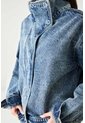 Tennis Chaqueta Fit Relajado Con Cuello Alto Asimétrico En Denim Para Mujer de Tennis