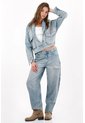 Tennis Chaqueta Fit Relajado Con Cuello Amplio De Denim Para Mujer de Tennis