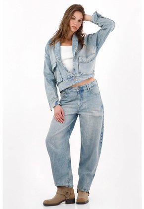 Tennis Chaqueta Fit Relajado Con Cuello Amplio De Denim Para Mujer