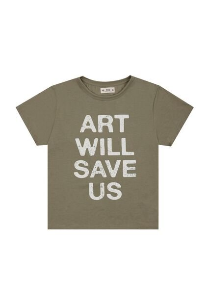 Camiseta Verde Con Estampado De Letras Para Mujer