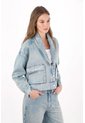 Tennis Chaqueta Fit Relajado Con Cuello Amplio De Denim Para Mujer de Tennis