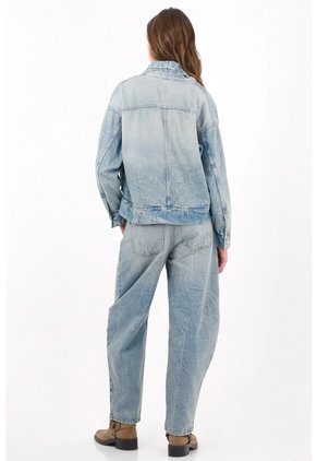 Tennis Chaqueta Fit Relajado Con Cuello Amplio De Denim Para Mujer