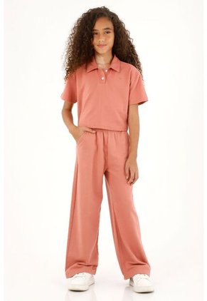 Camiseta Tipo Polo Rosada Para Niña