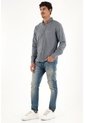 Tennis Camisa Oxford Manga Larga Azul Para Hombre de Tennis