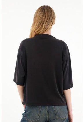 Camiseta Oversize Manga Corta Negra Para Mujer