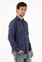 Tennis Camisa Azul Oscura Regular Fit Preteñida Para Hombre de Tennis
