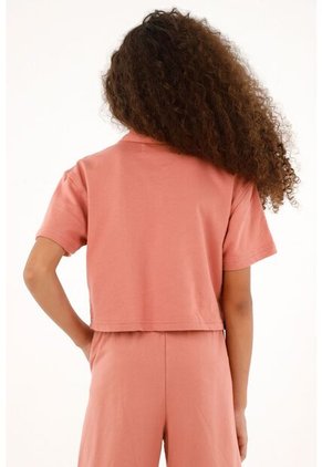 Camiseta Tipo Polo Rosada Para Niña