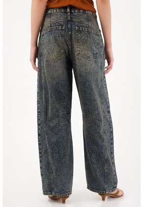 Tennis Jean Horseshoe De Tiro Bajo Azul Con Acabado Ligero Para Mujer