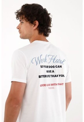 Tennis Camiseta Con Estampado Frontal Y En Espalda Blanca Para Hombre